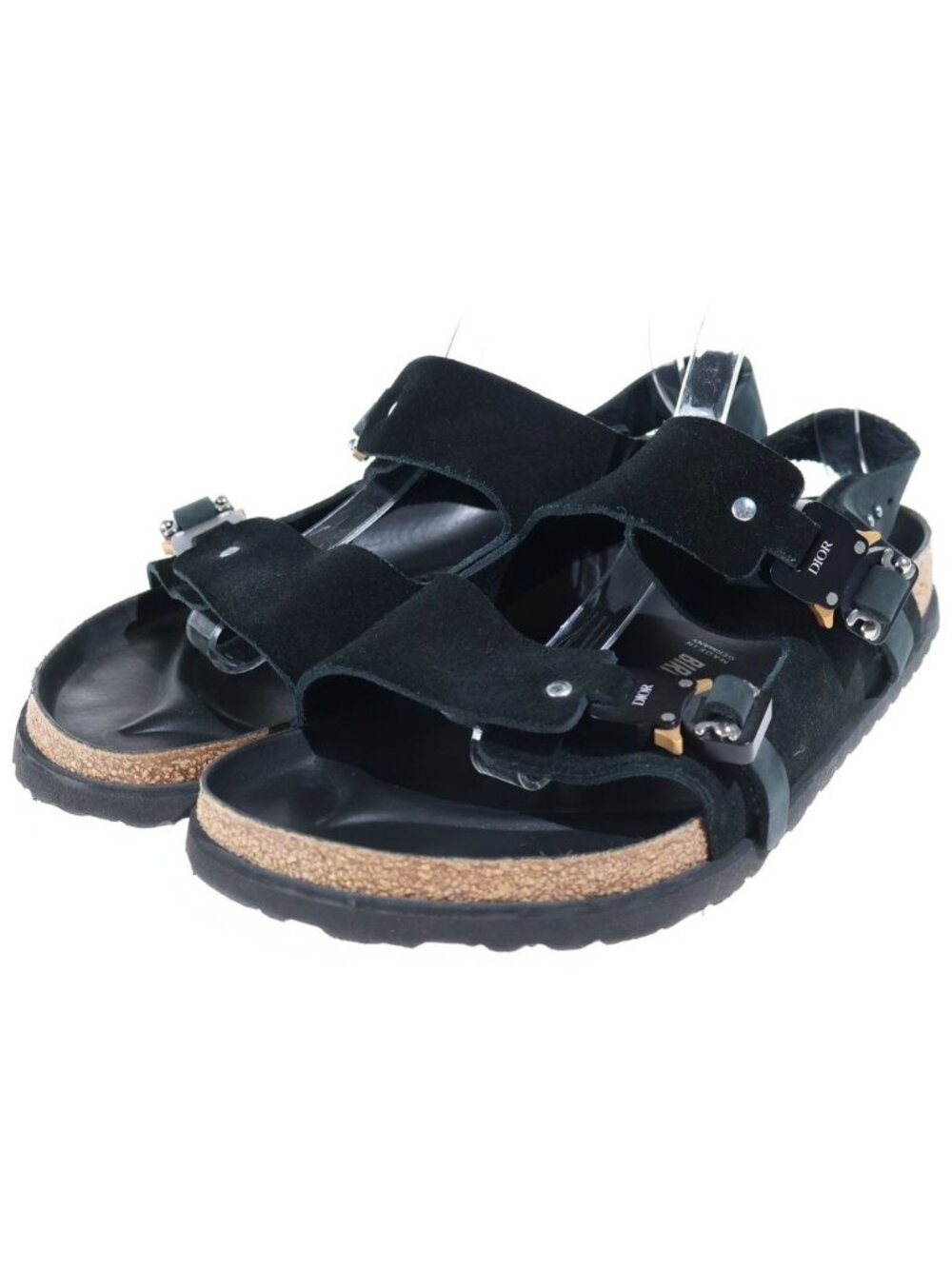 Dior Birkenstock Double Strap Milan Sandals Shoes Suede Black